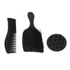 3pcs Hair Comb Set Easy Detangling Hollow Out Comb Wide Teeth Comb Hair Washing Brush Black