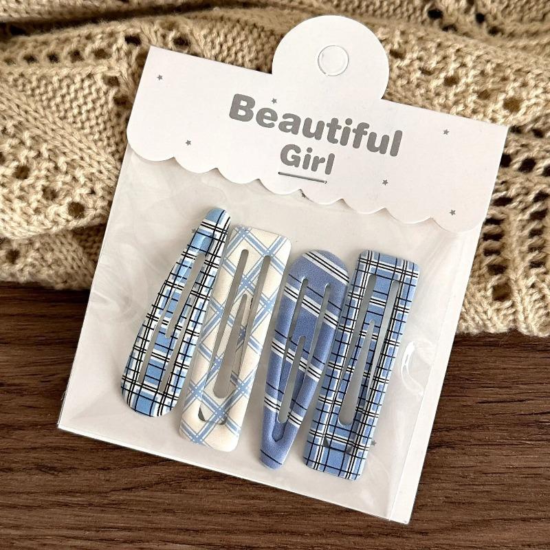 4 PCS Candy Cream Color Children's Water Drop Square Hair Clips Baby Bangs Clips Hairpins Girls' Hair Accessories Clips
