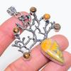 Natural Bumble Bee Jasper, Tiger Eye 925 Sterling Silver Pendant 2.99" S8g35