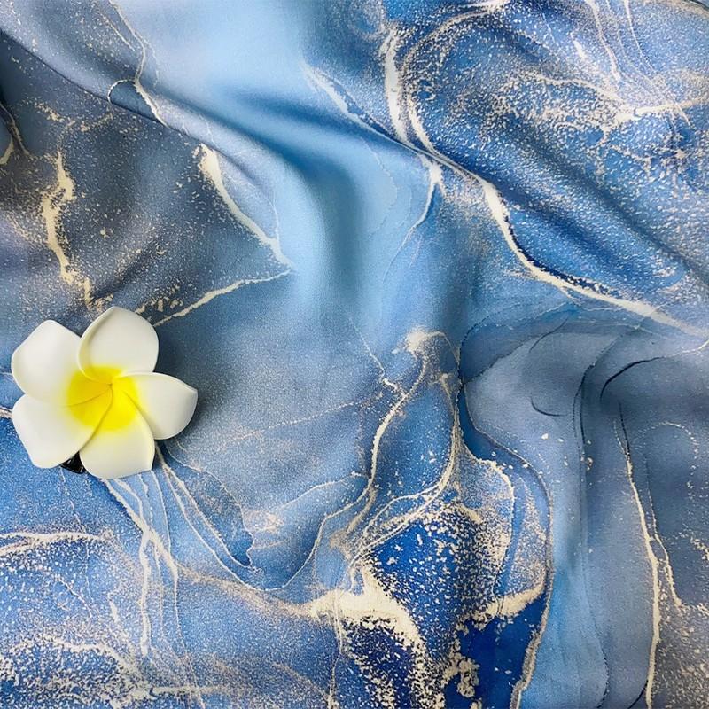 145x100cm Faux Silk Cotton Fabric Colorful blue Summer Silky Soft Material Dress Qipao Rayon DIY Craft Sewing Clothing Supplies
