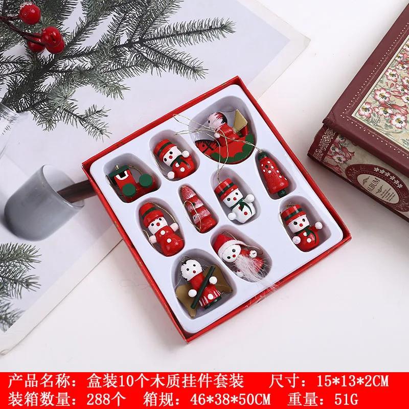 Creative Christmas Tree Decoration Wooden Small Pendant Small Ornaments Boxed Window Props Ornaments Christmas Decorations