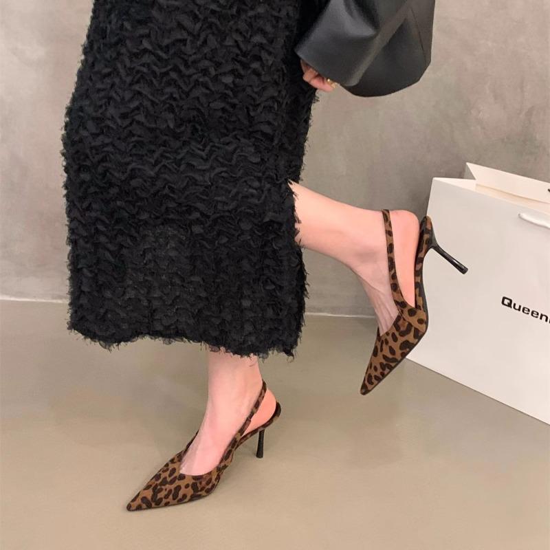 Мода Мода Леопардовый Принт Декорация Туфли на Высокой Шпильке Женские Туфли с Острым Носком Платья Сандалии Летние Женские Элегантные Сексуальные Сандалии
