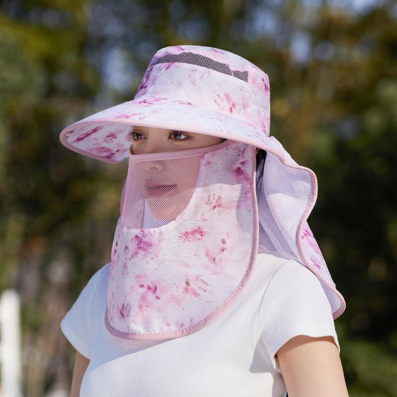 Летняя шляпа от солнца с широкими полями для детей, многофункциональная шаль для защиты шеи, кепка для защиты от солнца, маска для лица для велоспорта на открытом воздухе, панама