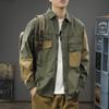 American Retro Contrasting Color Splicing Men'S Tooling Jacket Trendy Brand Pure Cotton Long-Sleeved Shirt Loose Casual Jacket