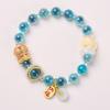 Yongxiang-style Beijing incense ash glass bracelet with pink porcelain nine-tailed fox and gold foil, good luck bracelet, gift for best friends
