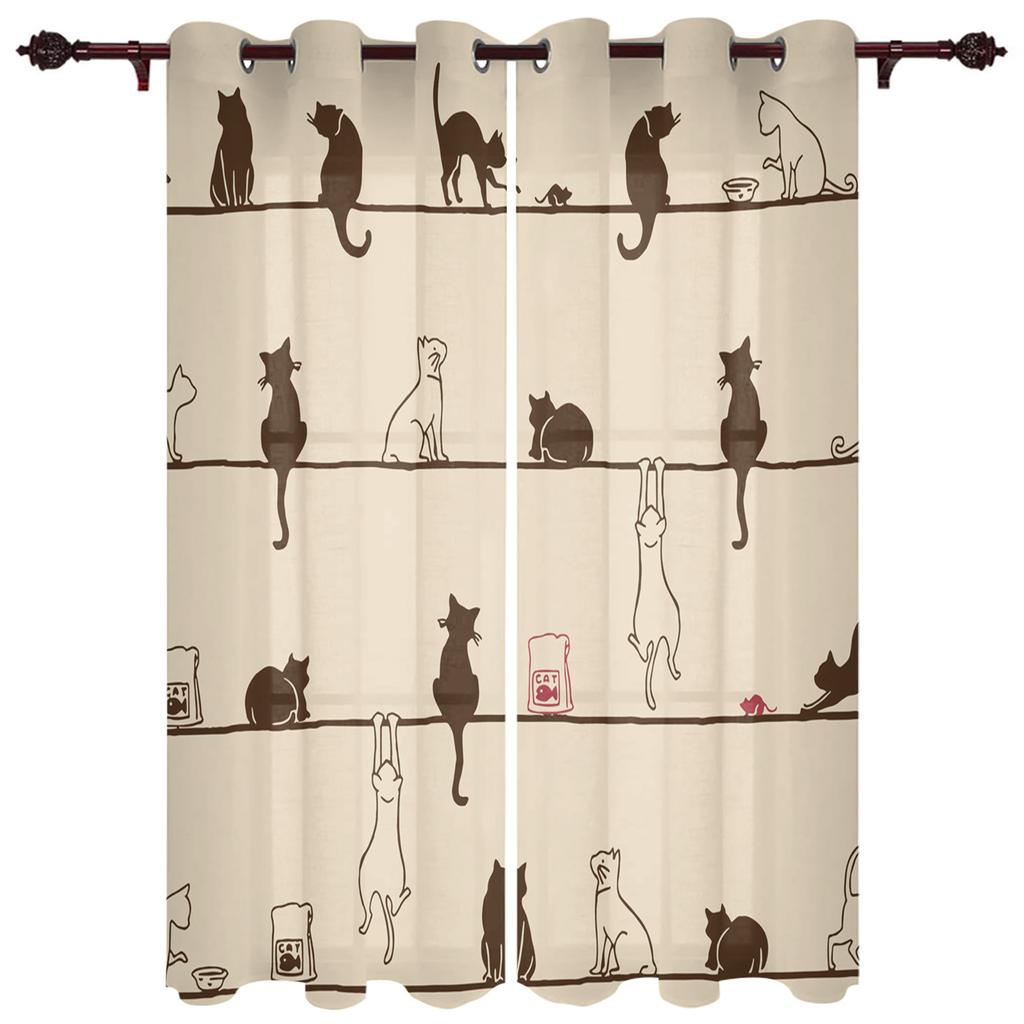 Шторы из мультяшного кота и мышки для спальни, гостиной, кухни, детской комнаты, оконные занавески, современный домашний декор