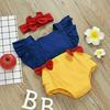Summer Baby Girls Sleeveless Romper Jumpsuit+Headband 2PCS Set