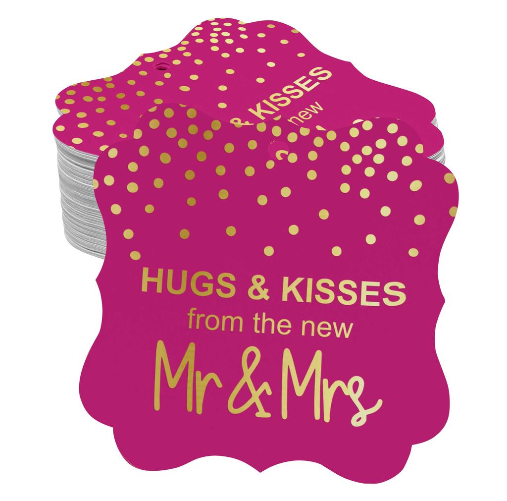 Inkdotpot Бирки для поцелуев и объятий с новой свадебной сувенирной скобой в форме подарочных бирок из настоящей золотой фольги для бонбоньерок