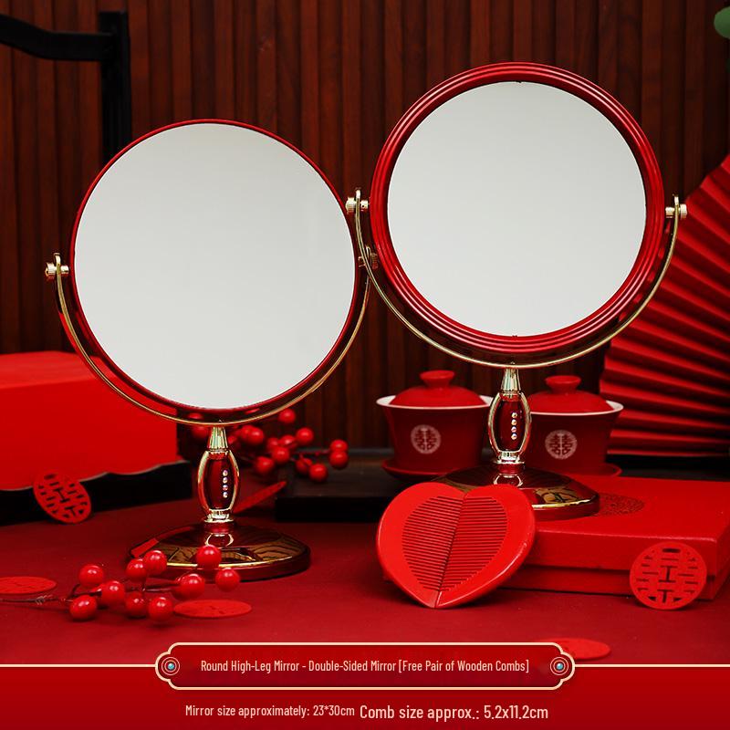Полный свадебный набор невесты в европейском стиле: Пара зеркал и красные приданые вещи