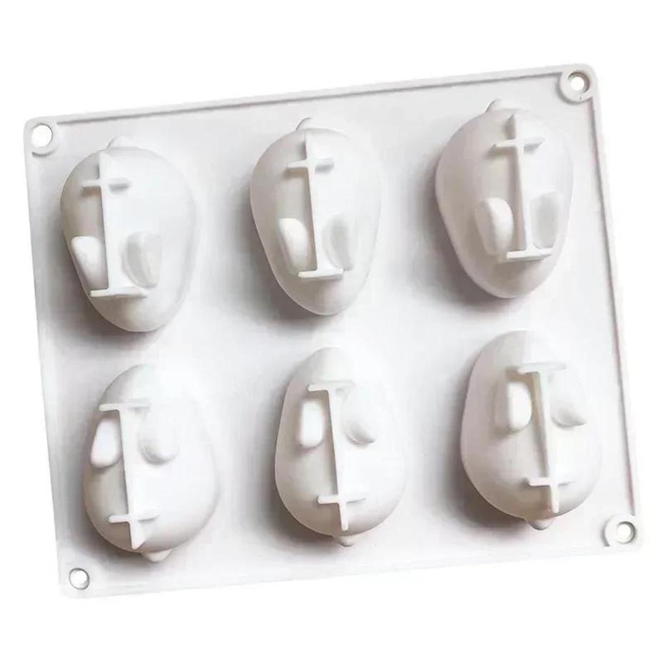 Handmade Creative 6-Grid Cartoon White Rabbit Silicone Mold Creative DIY Pudding Chocolate Candy Molds Baking Tool Candle Mould
