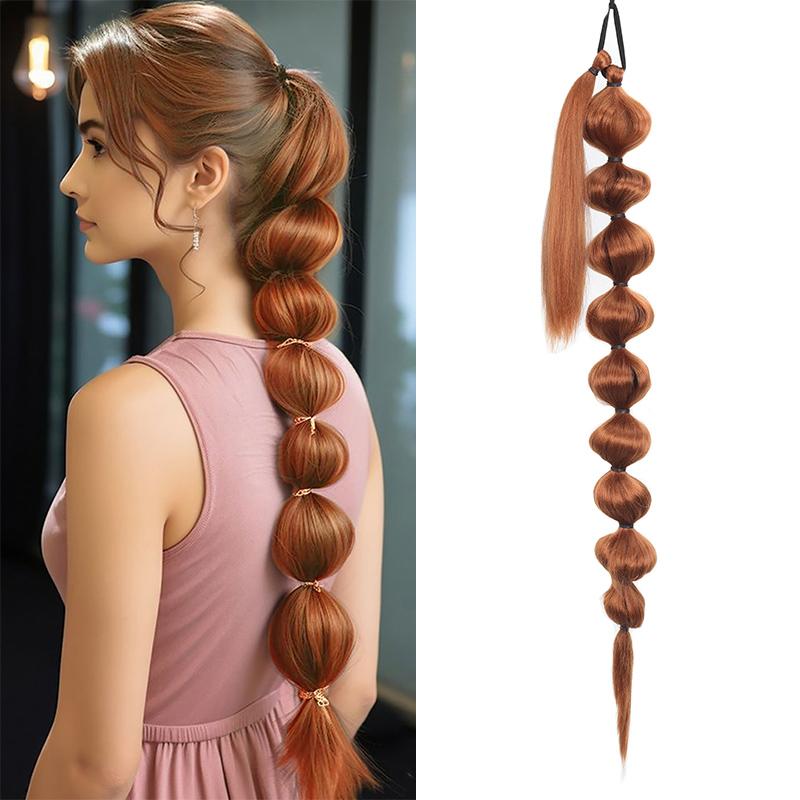 Парик-фонарь с пузырьками и хвостиком 30 дюймов, женский длинный синтетический парик с косичками, натуральный, для ролевых игр на Хэллоуин, вечеринка