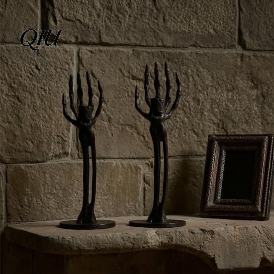 Skeleton Hand Candle Holder Halloween Holder, Gothic Resin And Standing Candlestick Holders for Table Mantel Decor For
