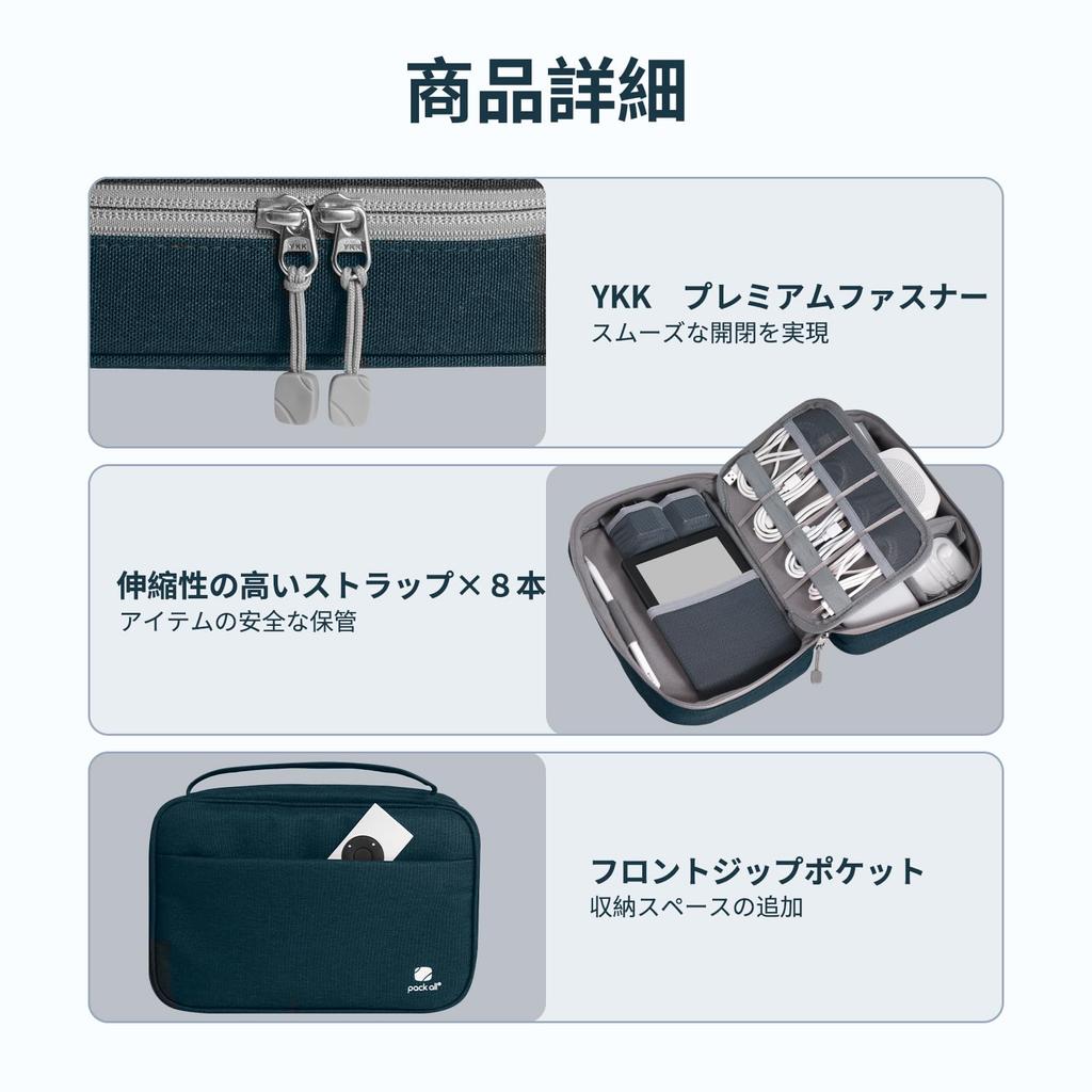 Pack All Gadget Expanded Cable Storage Large Capacity Carrying Cell SD Card Storage Dark Blue Pouch, Edition, Bag, Case, Shockproof, Charger, Phone,