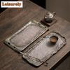 Coarse Pottery Clear Water Heart Sutra Tea Tray Japanese Cuisine Table Coffee Storage Board Cutlery Organizer Dishes For Serving