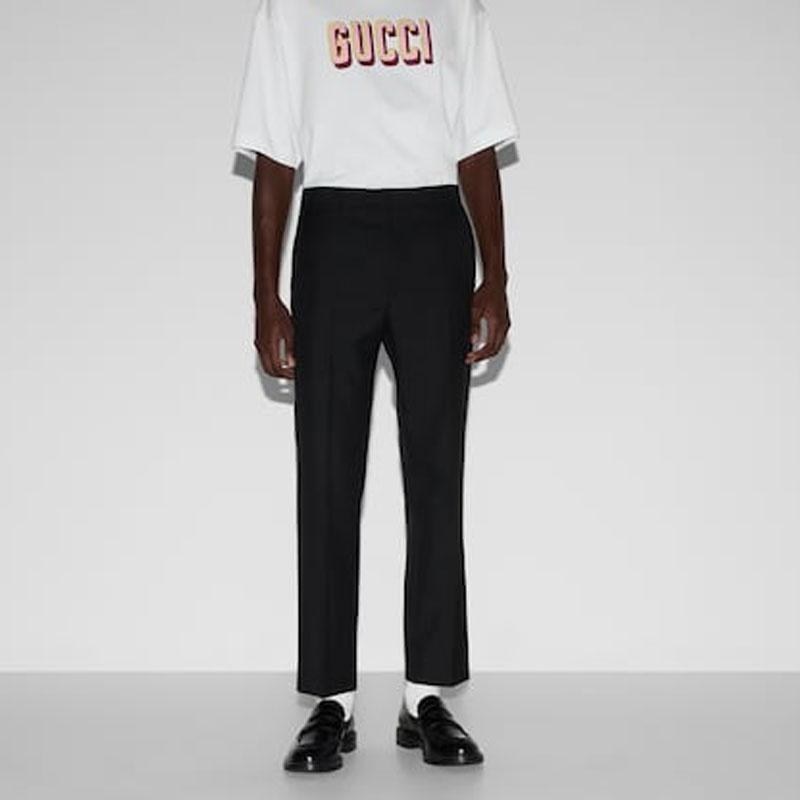 GUCCI Wool Blend Twill Trousers Men's 791156-ZAMII-1000