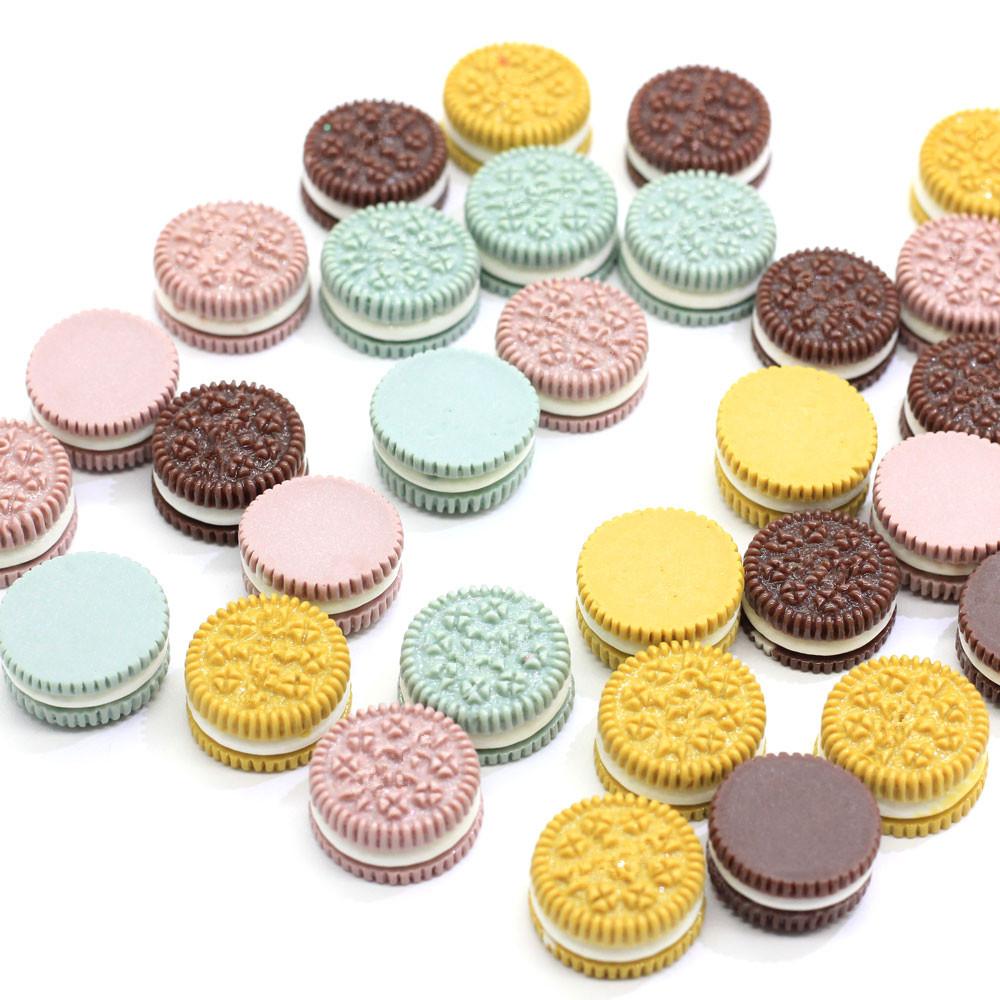 Colorful Round Cookies Flat Back Resin Cabochon Figurine Stone Embellishments Applique DIY Wedding Scrapbook Craft