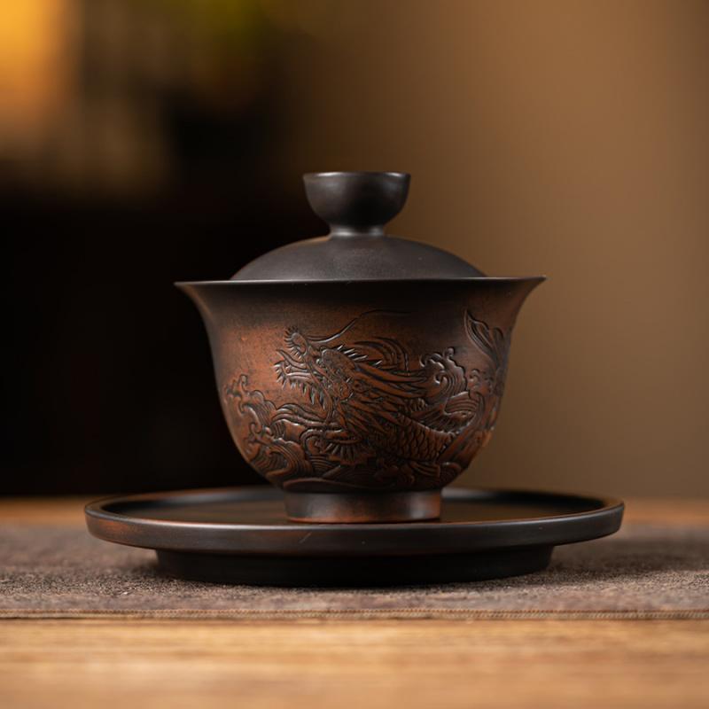 Фиолетовая керамика Цзяньшуй, гайвань, керамическая ручная работа, домашний чайный сервиз в стиле кунг-фу, чайная чаша, чашка для чая, чайник для чайной церемонии