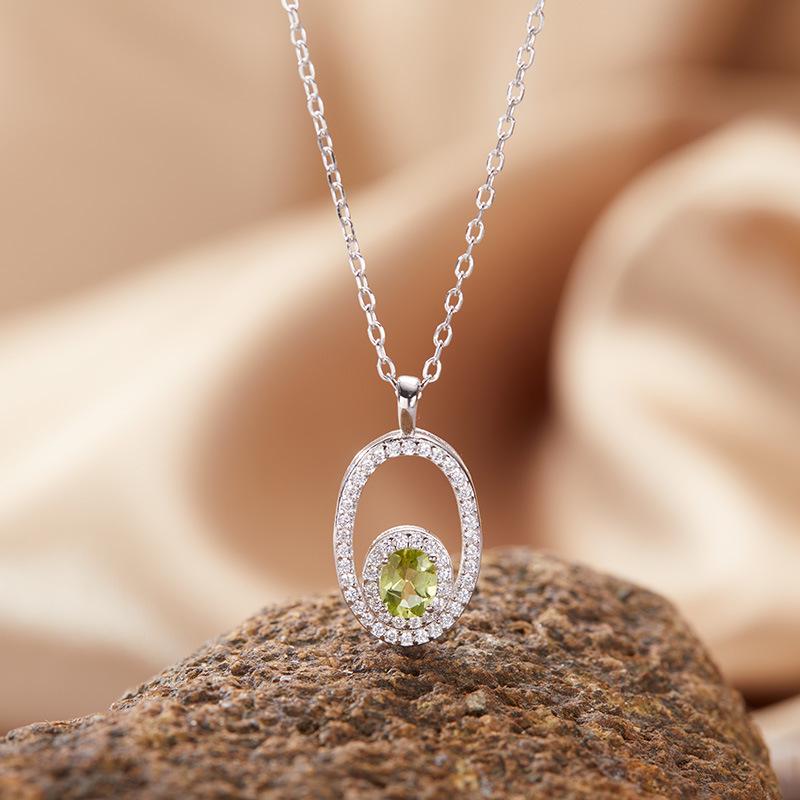 Серебряное ожерелье S925 с подвеской из натуральных сапфира, граната, перидота, аметиста и цитрина