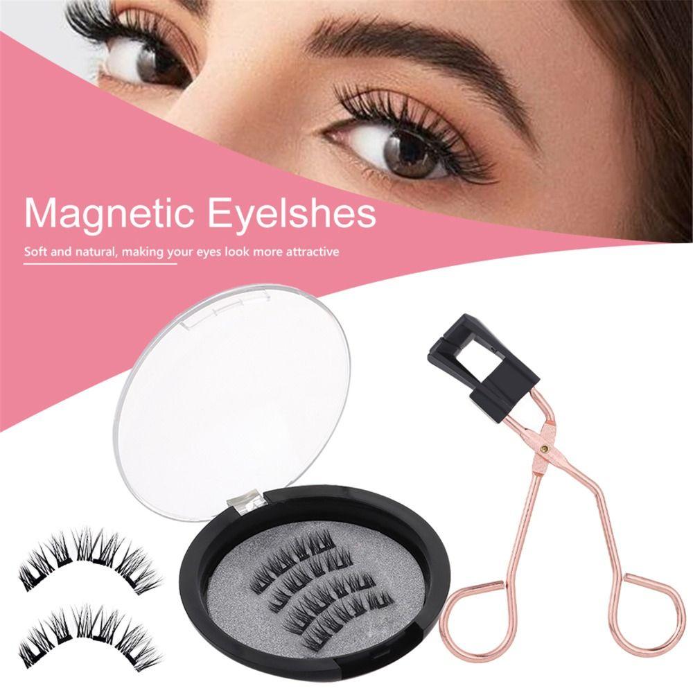 Многоразовые натуральные 4 магнита, клей не требуется, с аппликатором, магнитные ресницы, накладные ресницы