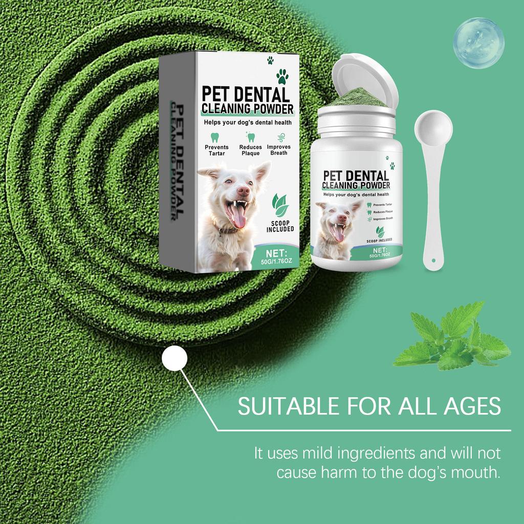 Pet Teeth Cleaning Powder Dental Powder For Fresh Breath Prevents Tartar And Plaque Build Up Natural Ingredients