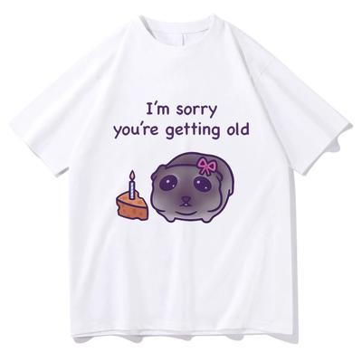 Грустный хомяк, мне жаль, что ты стареешь, футболка, модная женская эстетическая забавная футболка, унисекс, высокое качество, винтажная хлопковая футболка