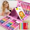 Okiki Drawing Set Color 208 Pieces Drawing Set Colored Pencils Crayons Solid Watercolor Art Set Coloring Book Drawing with Drawing Board Paint Set
