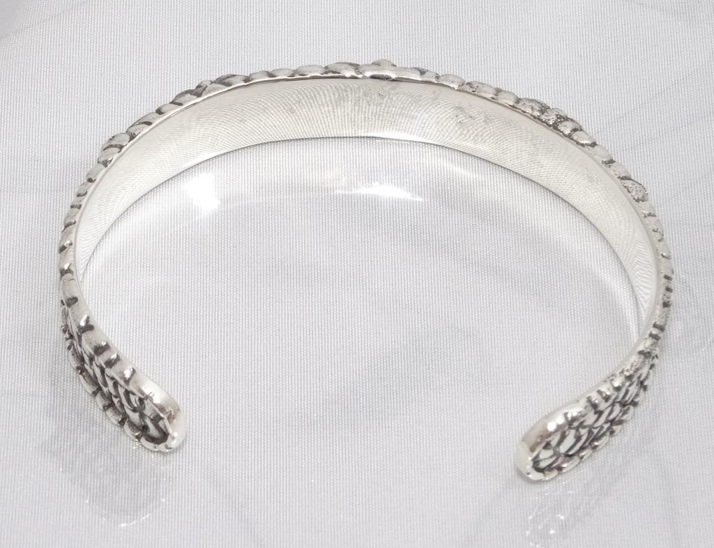 Серебряный браслет-манжета 925 пробы для мужчин Эмблема лилии Двойной [cmy select] (11 Крест)