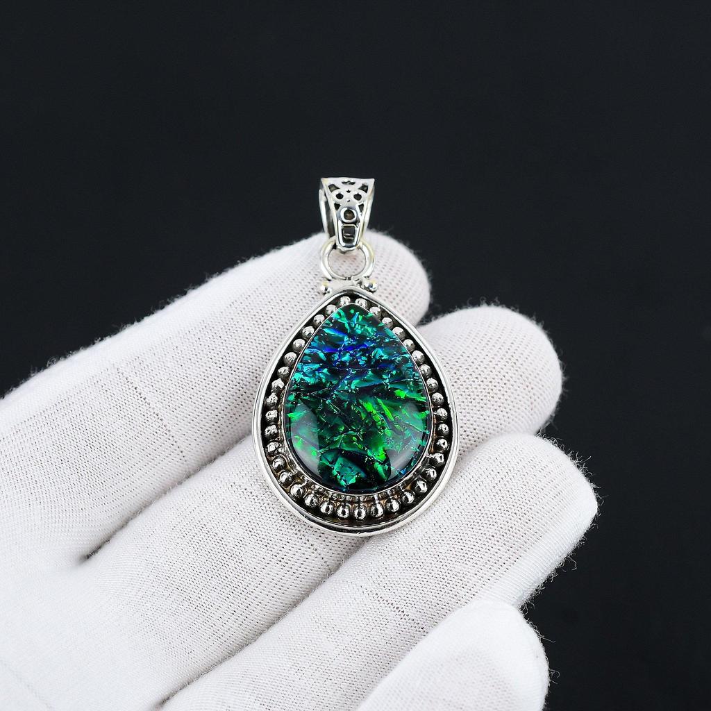 Australian Triplet Opal Gemstone Handmade 925 Sterling Silver Jewelry Pendant Australian Triplet Opal Gemstone Pendant For Gifts