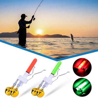 Yousheng Fishing Rod Tip Light with Dual Bells Fishing Bite Alarm LED Lamp Night Fishing Rod Tip Sensor Alert Light Fishing Accessories