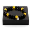 Stones and Minerals. Bracelet Yellow Agate Beads + Matte Black Onyx 8 Mm. Made In France.