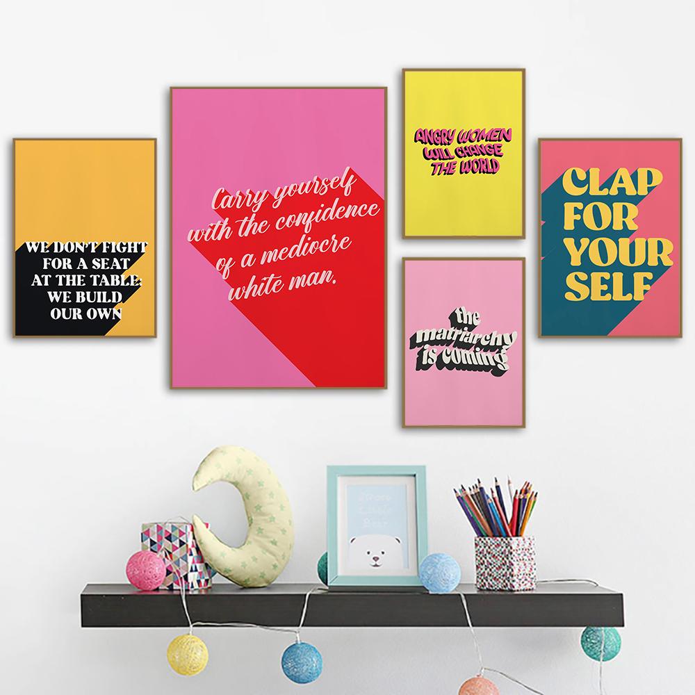 Феминистский художественный принт, типография, красочный постер, яркий декор для спальни, консервативный декор комнаты, настенная живопись на холсте, подарки для нее