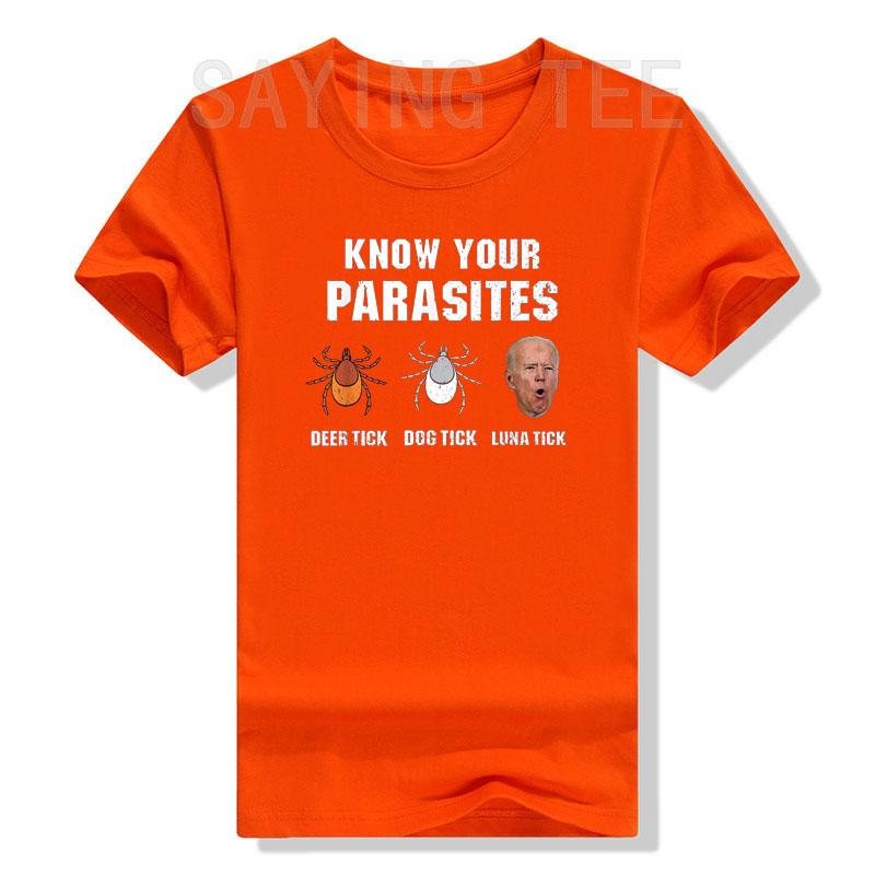 Know Your Parasites Funny Joe Biden TShirt Sarcastic Sayings Quote Jokes Graphic Tee Tops Unisex Clothing Campaign Street Outfit