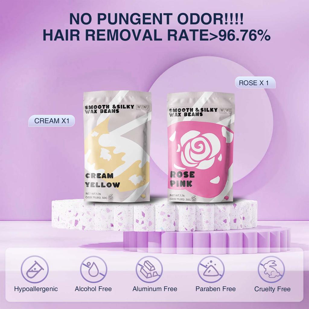 Waxing Kit WUWUVISTA Hair Removal Hard Wax Kit for Women Men with Wax Warmer&Wax Beads for Full Body/Face/Brazilian/Bikini/Sensitive Skin(11 Items)