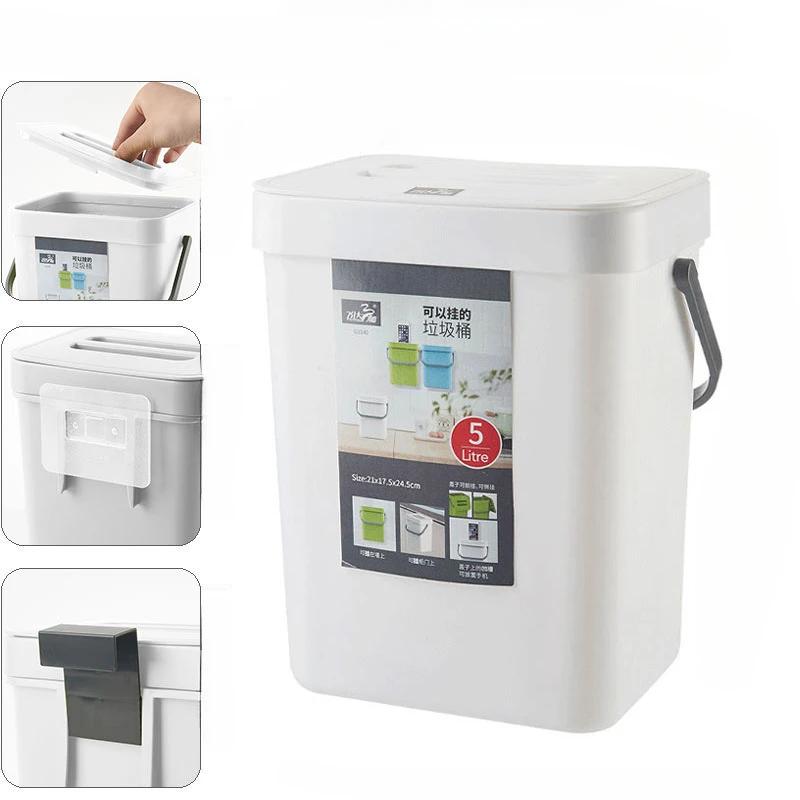 Creative Hanging Trash Can for Kitchen Can with Lid Wall Mounted Trash Large Capacity Garbage Bathroom Wastebasket Toilet Bins