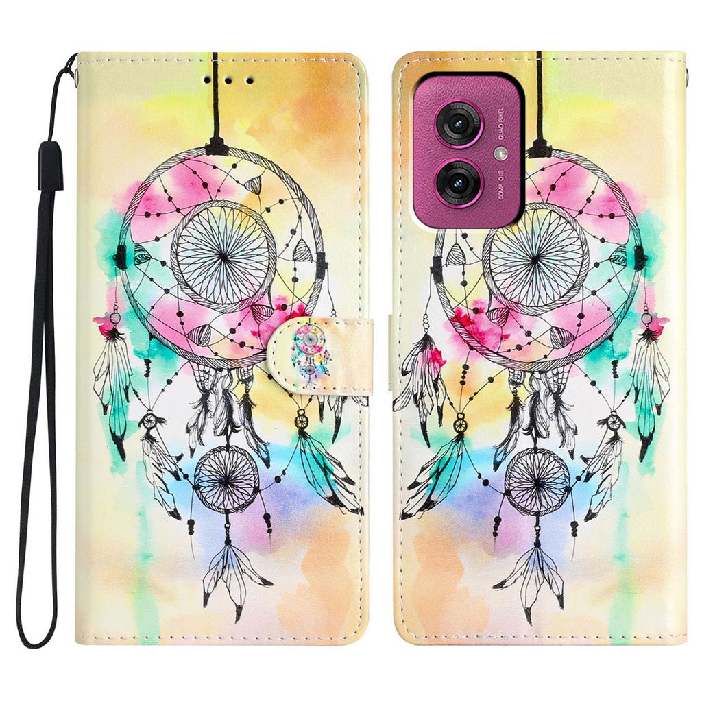 For Motorola Moto G55 5G Wallet Case PU Leather Pattern Printing Stand Phone Cover with Strap