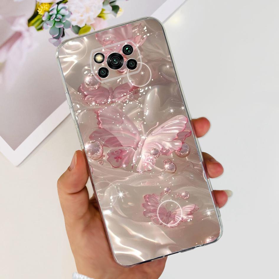 Для Xiaomi Poco X3 NFC Чехол Прозрачная Крышка Мягкий Силикон Модный Цветочный Чехол для Телефона Для Xiaomi Poco X3 Pro Fundas PocoX3 Coque