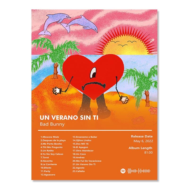 Bad Bunny Un Verano Sin Ti треклист музыкальный альбом хип-хоп живопись настенная живопись холст печать плакатов картина гостиная домашний декор