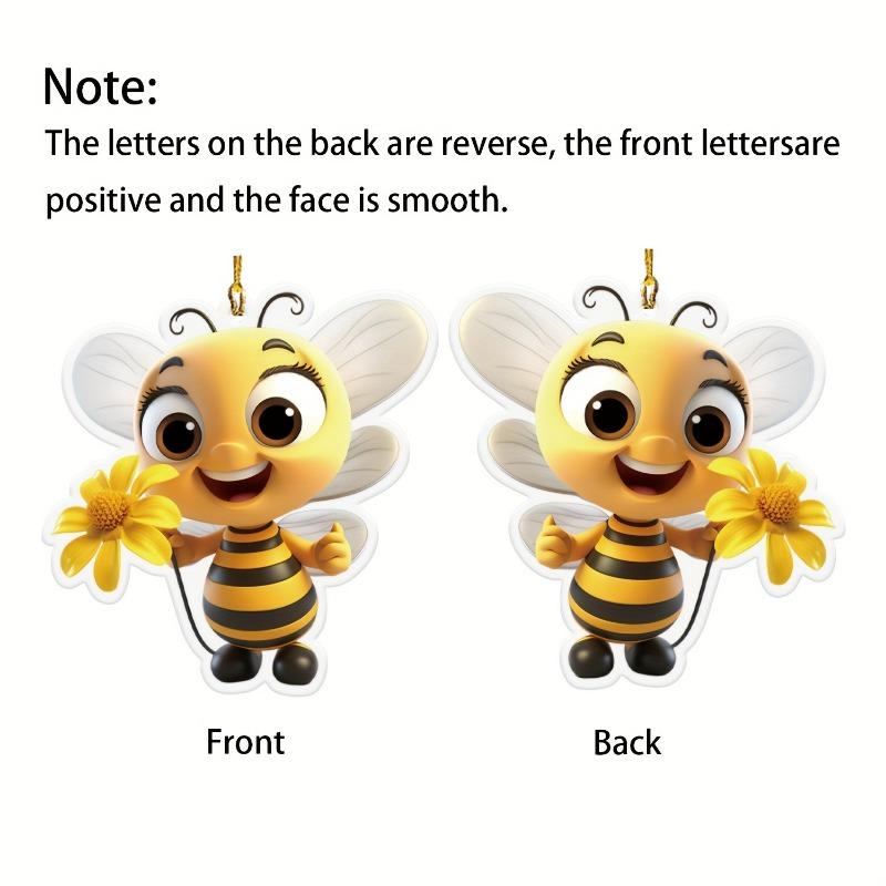 Комплект из 1 предмета: подвеска из плоского акрила Cute Bee 2D, декоративная подвеска на зеркало заднего вида автомобиля, аксессуары для сумки и брелока