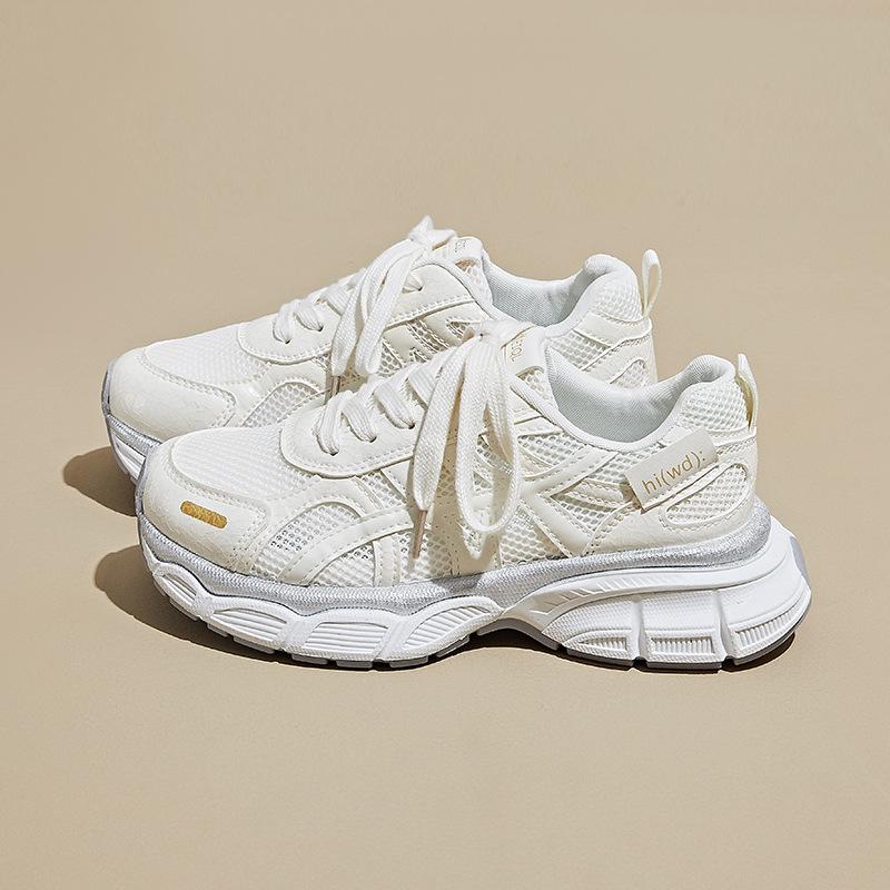 New Sneakers - Korean Casual Shoes Soft Elastic Shock-absorbing Non-slip Arch Support Breathable Mesh Thick Bottom Heightening Casual Sneakers