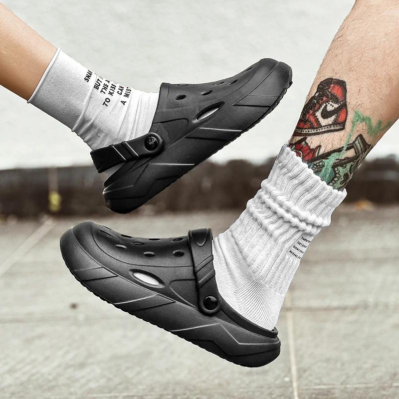 Summer Men Slipper Fashion Thick Sole Clogs Beach Clogs Indoor House Shoes Sneaker Non-slip White Sports Sandals for Men