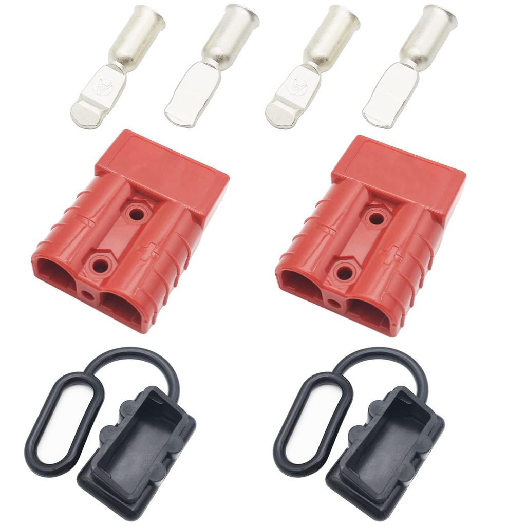 Разъем для аккумулятора, быстроразъемный разъем для аккумулятора CESFONJER 50A 600V для автомобиля, лодки, каравана, кемпера (Подходит для провода 6-10 AWG, красный)