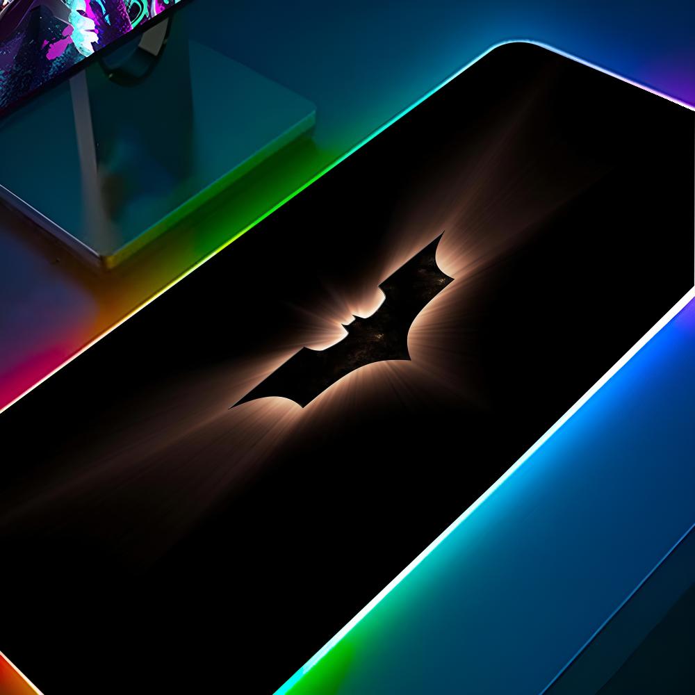 B-Batman A-Arkham Knight Mouse Pad RGB Pc Gamer Keyboard LED Glowing mause pad Mats Rubber Cute Cartoon Gaming Computer csgo lo