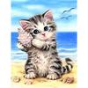 5D DIY Diamond Painting Seaside Cat Diamond Embroidered Cross-stitch Rhinestone Mosaic