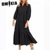 Women's Button POLO Neck Long Fashion Pullover High Waist Casual Dresses