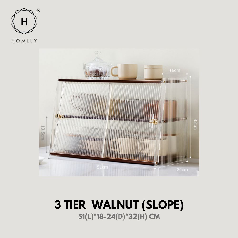 Homlly Dustproof Kitchen Storage Tabletop Cupboard Rack with Acrylic Door