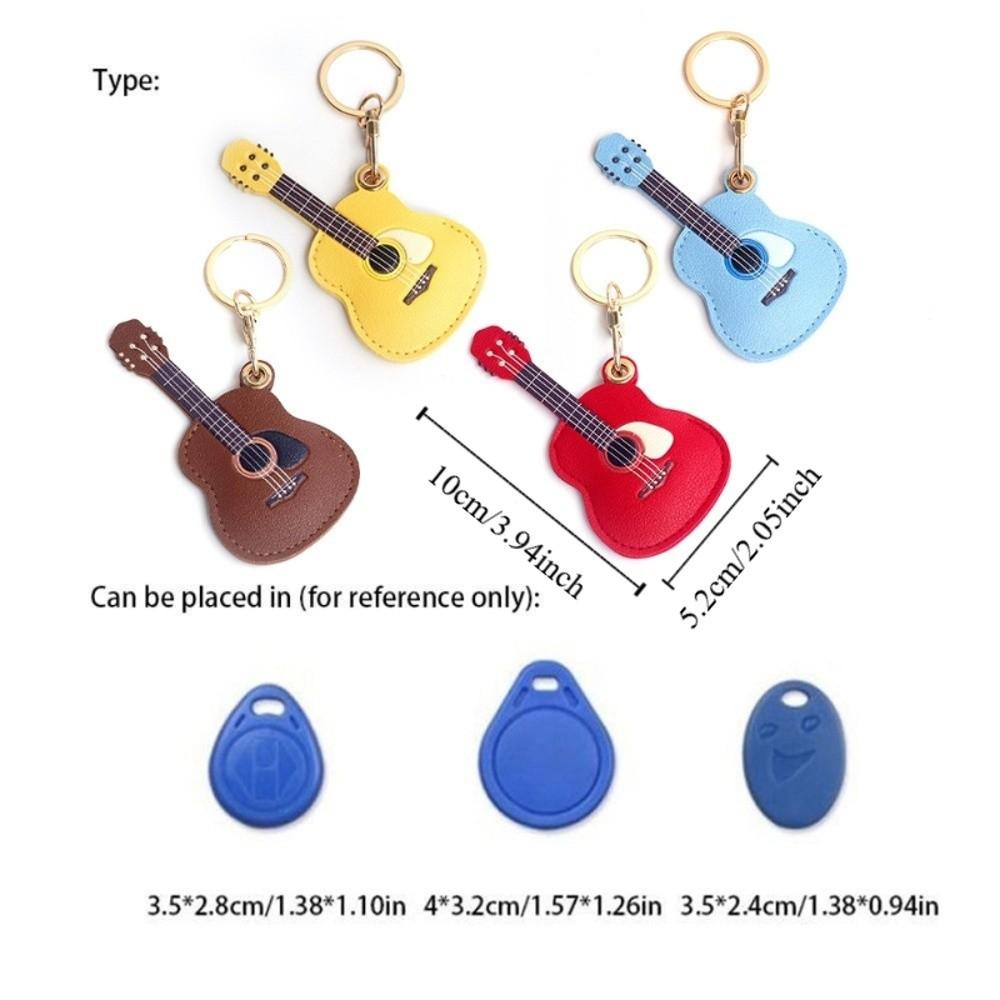 Кожа PU Подвеска-гитара Брелок Креативный Брелок для карты контроля доступа Подарок для энтузиаста гитары