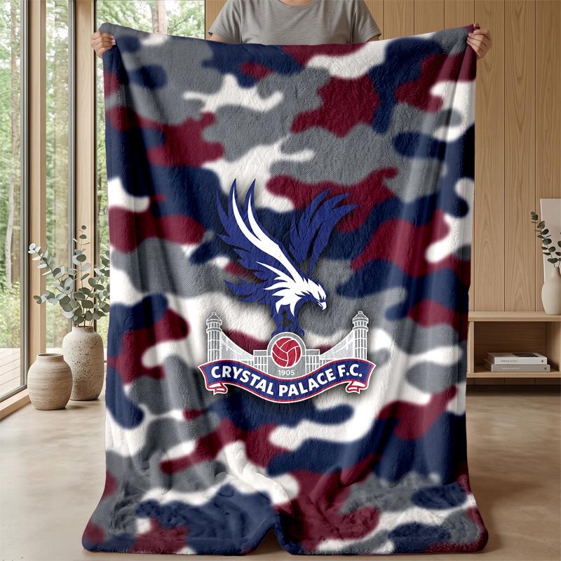 Crystal Palace Football Print Flannel Blanket, Soft Warm Lightweight Throw Blanket for Sofa Bed Camping