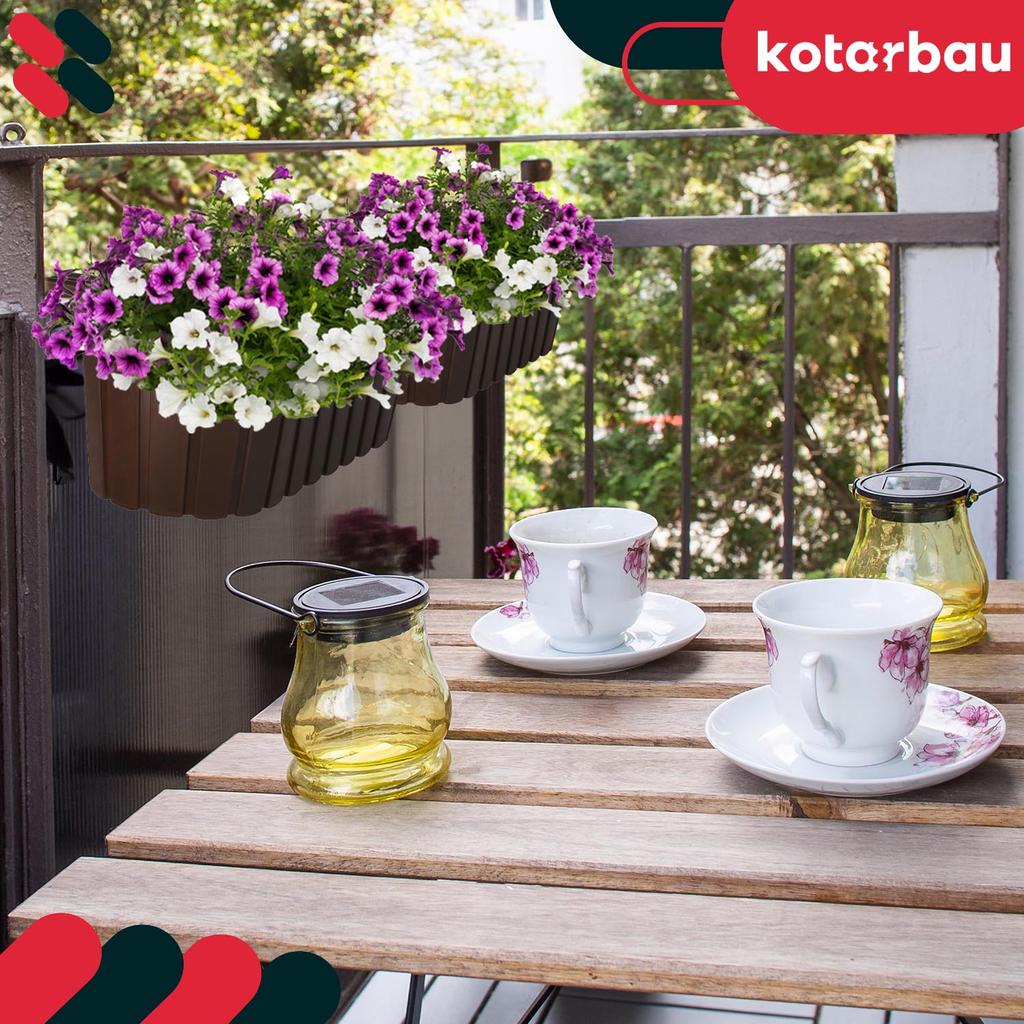 Kotarbau® Balcony Box Flowerpot For Railing Oval Rustic Brown 400 Mm Set Of 6