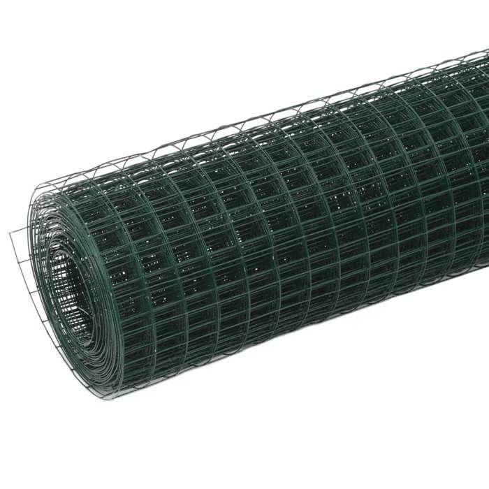 VidaXL Grillage Métal Acier Revêtement PVC 10x0,5 m Carré Vert Clôture Jardin 143623