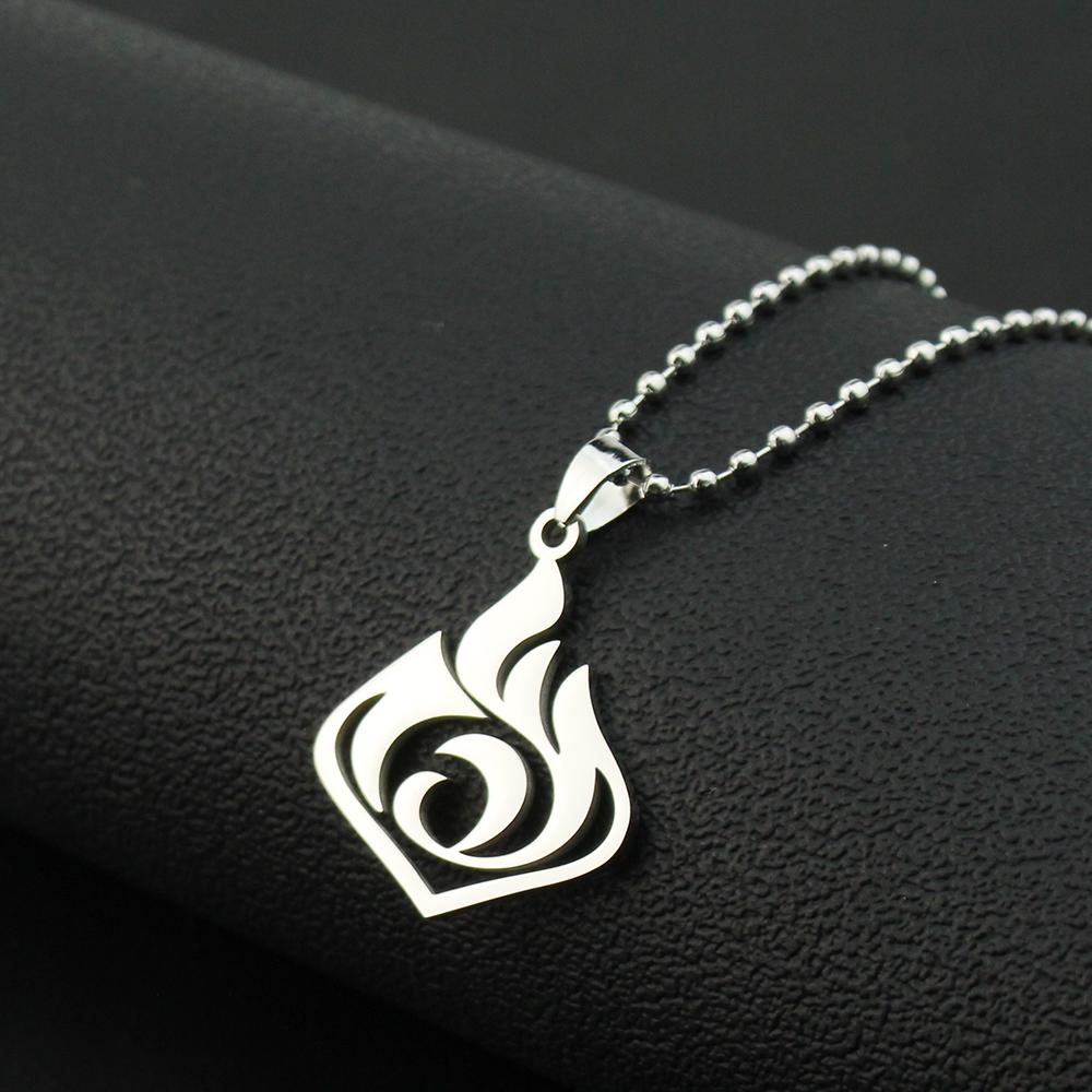 Genshin Impact Titanium Pendant Necklaces Element Pyro Hydro Anemo Electro Dengro Cyro Geo Hutao Boo Jewelry for Players Fans